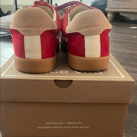 Dolce Vita Red and Cream Sneakers - Picture 3 of 5